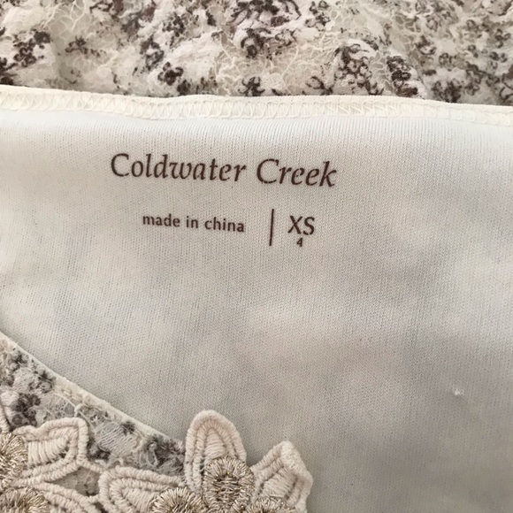 Cold water Creek top. XS. Cream and brown - Picture 4 of 5